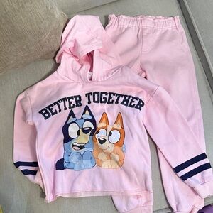 Kids Pink Matching Set with Cartoon Print